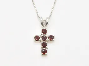 Garnet Cross Pendant - Natural Garnet Necklace - Small Cross Necklace