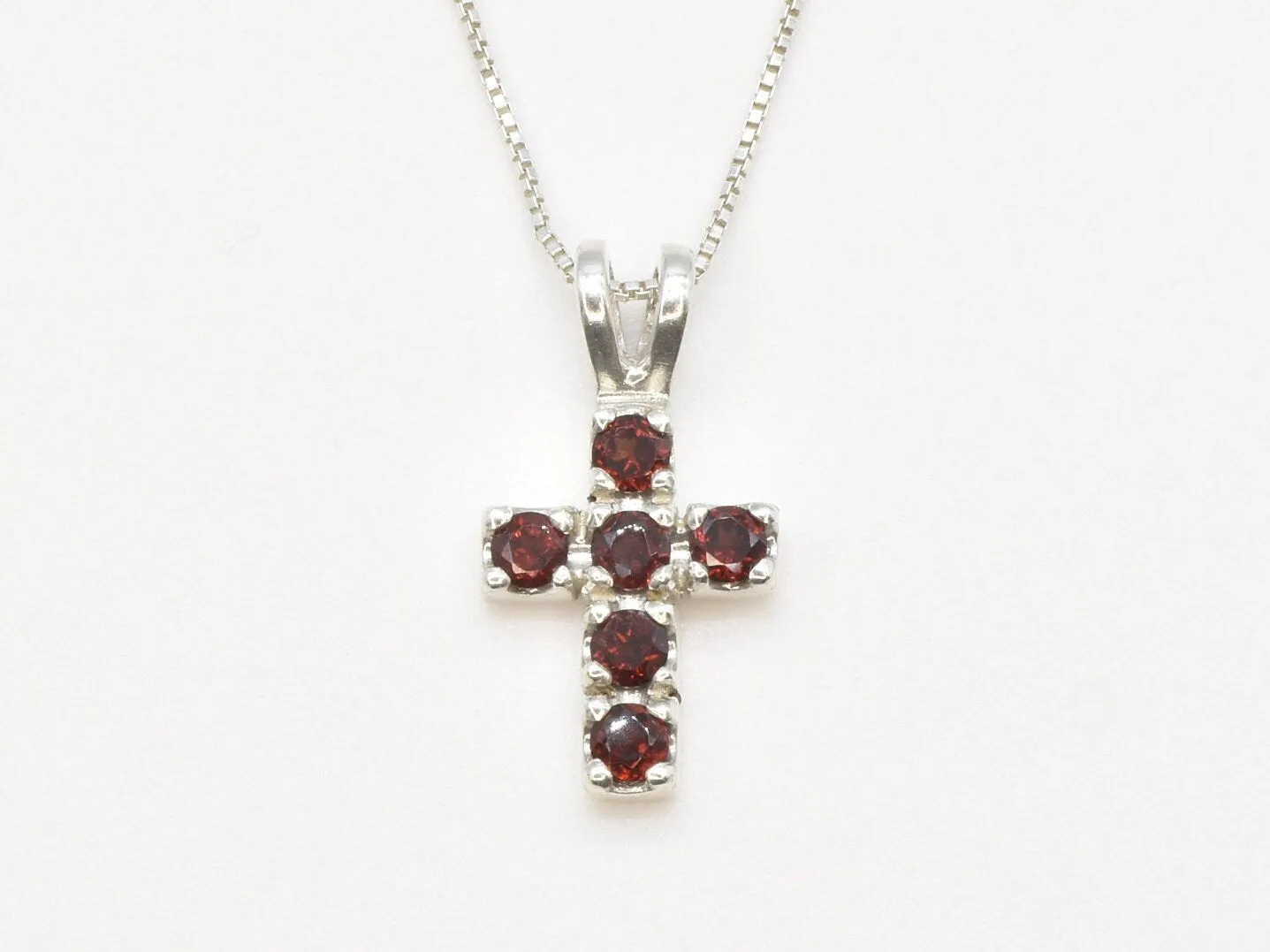 Garnet Cross Pendant - Natural Garnet Necklace - Small Cross Necklace