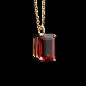 Garnet Gold Birthstone Necklace Emerald Cut