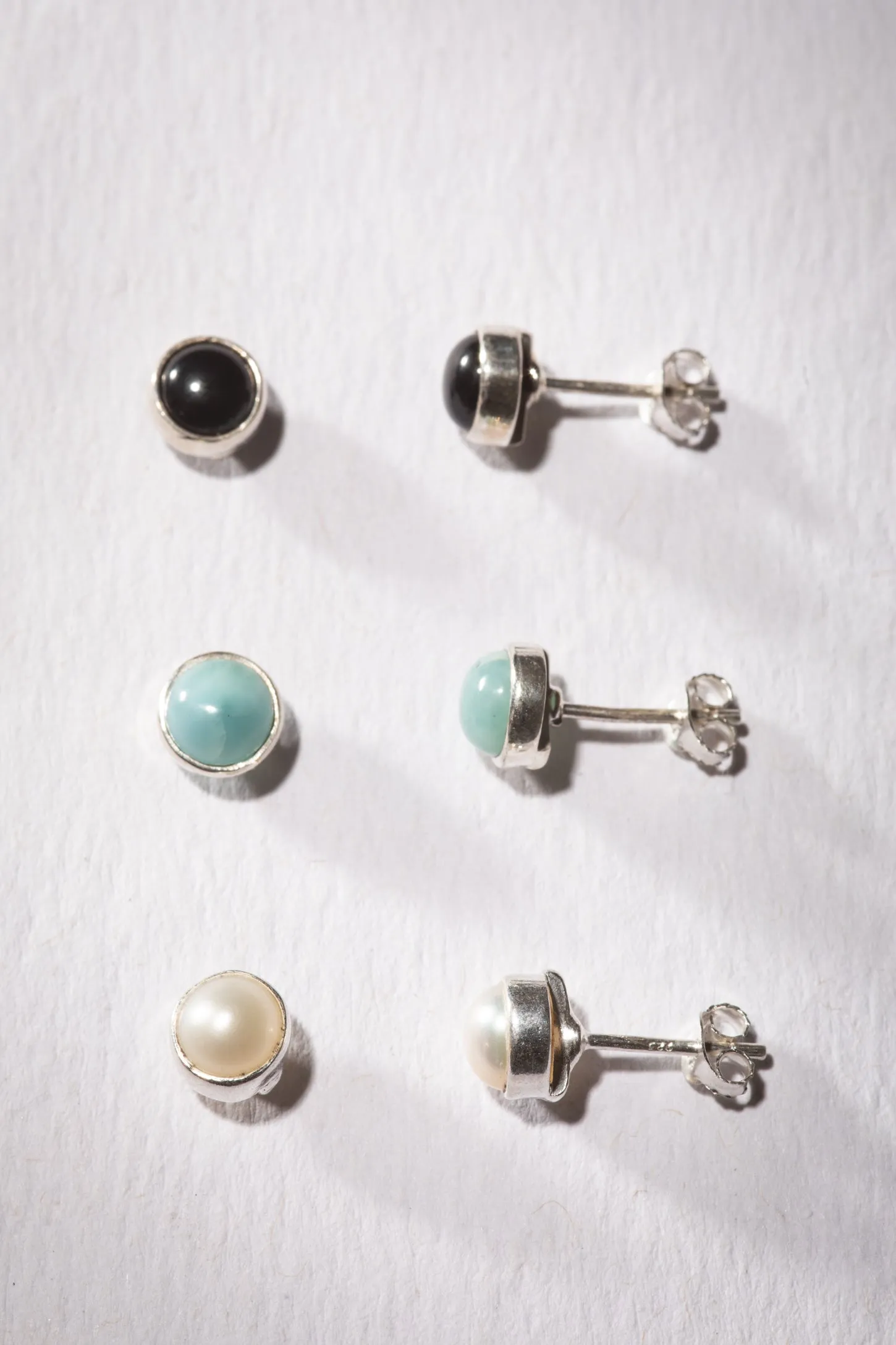 Gemstone Stud Earring Trio