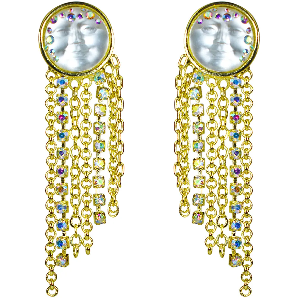 Goddess Seaview Moon Dancing Pierced Earrings (Goldtone/Crystal AB)