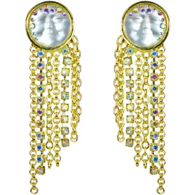 Goddess Seaview Moon Dancing Pierced Earrings (Goldtone/Crystal AB)