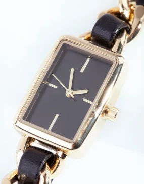 Gold & Black Chain Wrap Watch