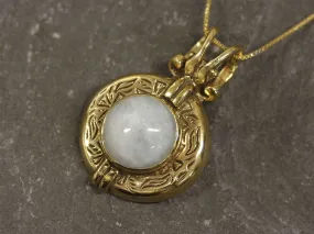 Gold Aqua Pendant - Natural Aquamarine Necklace, Gold Vintage Pendant