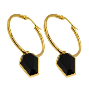 Gold Crypt Black Coffin Gothic Hoops