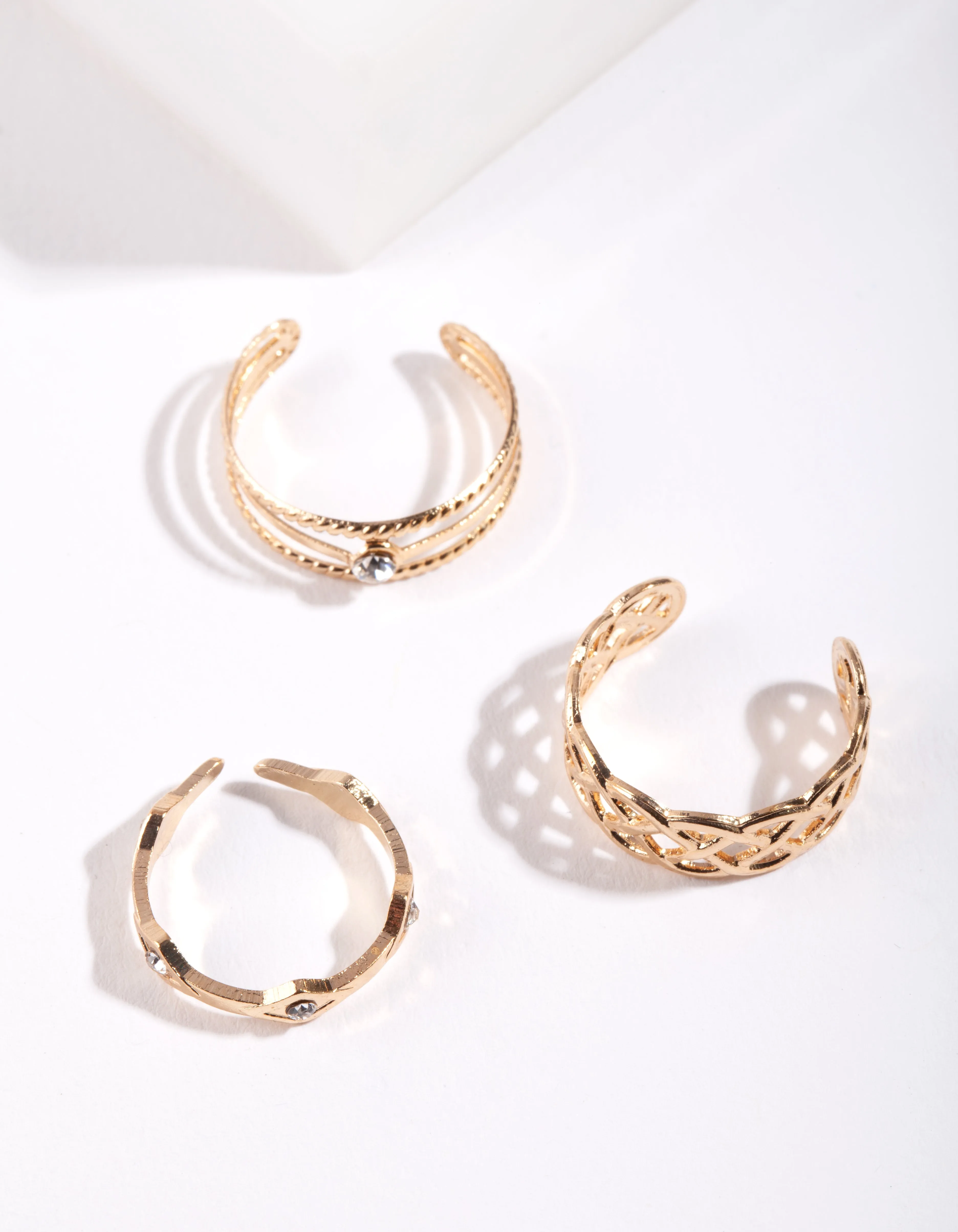 Gold Lattice Toe Ring Pack