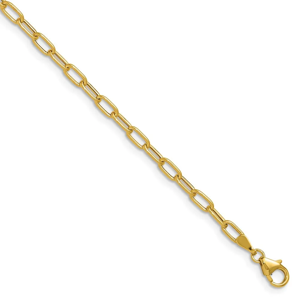 Gold Leslie's 14k 3.0mm 8 Inches Semi-Solid Paperclip Chain Bracelet Model-7359-8