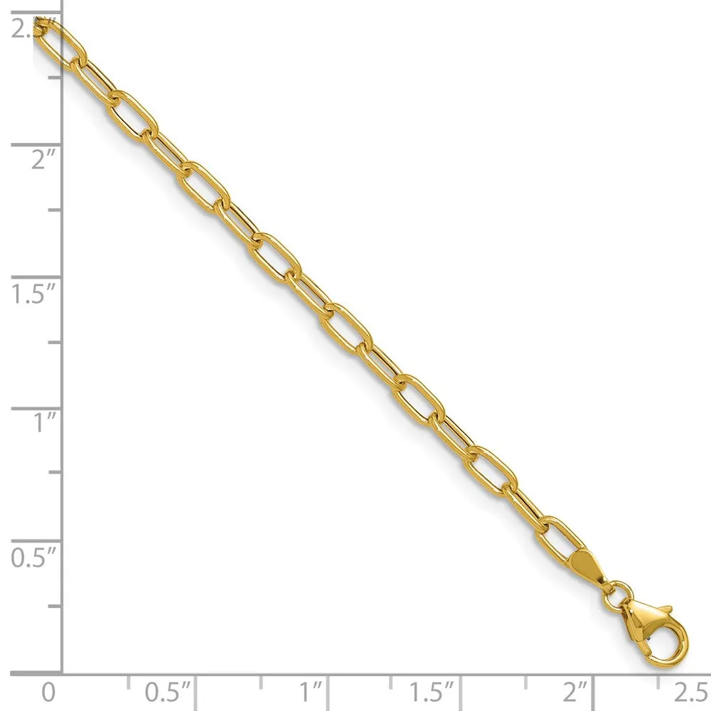 Gold Leslie's 14k 3.0mm 8 Inches Semi-Solid Paperclip Chain Bracelet Model-7359-8