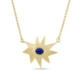 Gold Maxi KAPOW! Necklace: Blue Sapphire