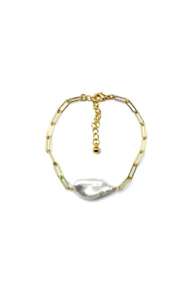 Gold Plated Chain & Pearl Bracelet