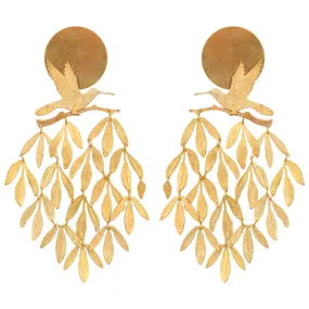 Gold Tropical Tapestry Earrings