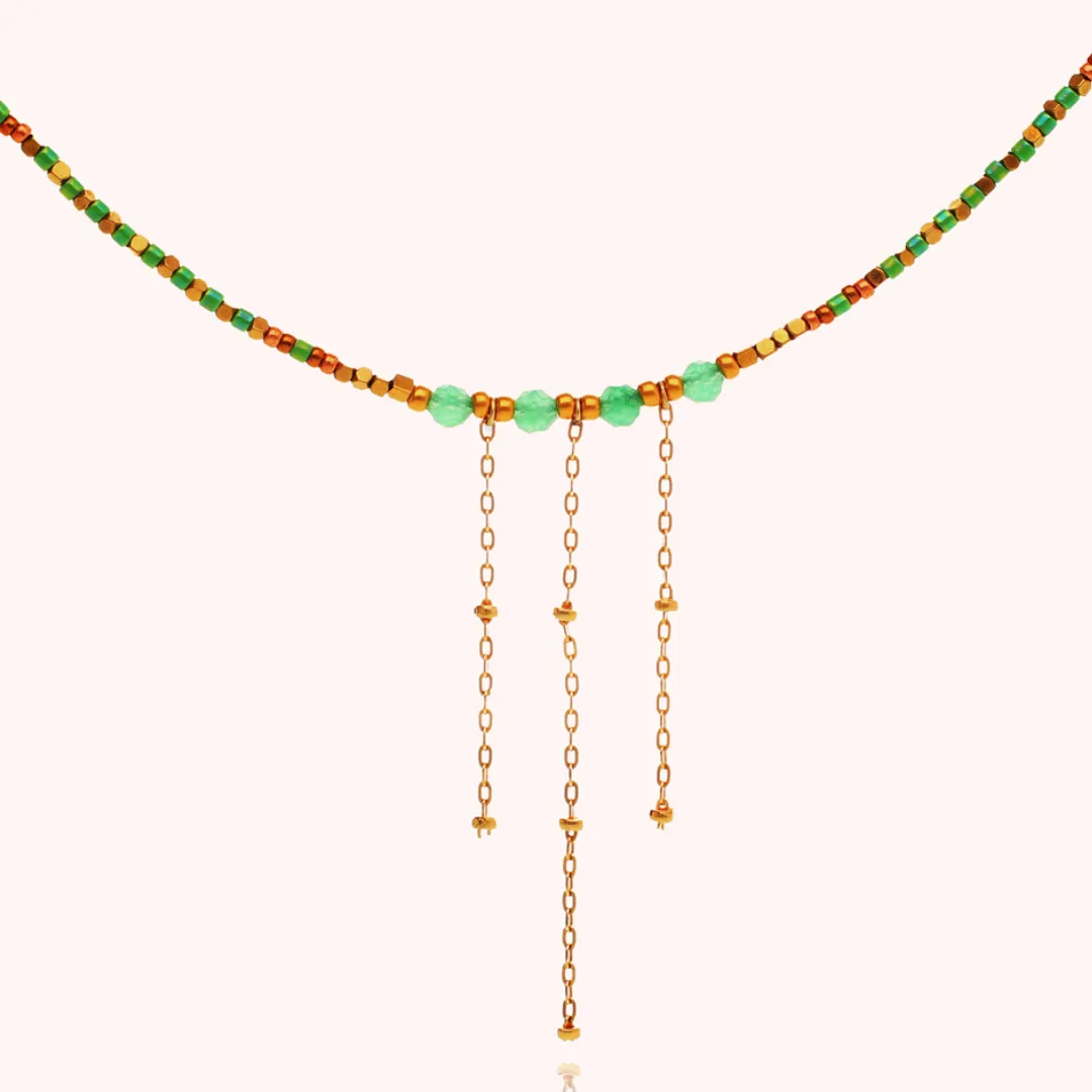 Green Garnet 3 Tassel Necklaces