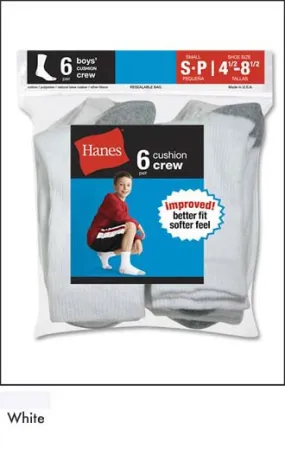 Hanes Boys Red Label Cushion Crew 6pk