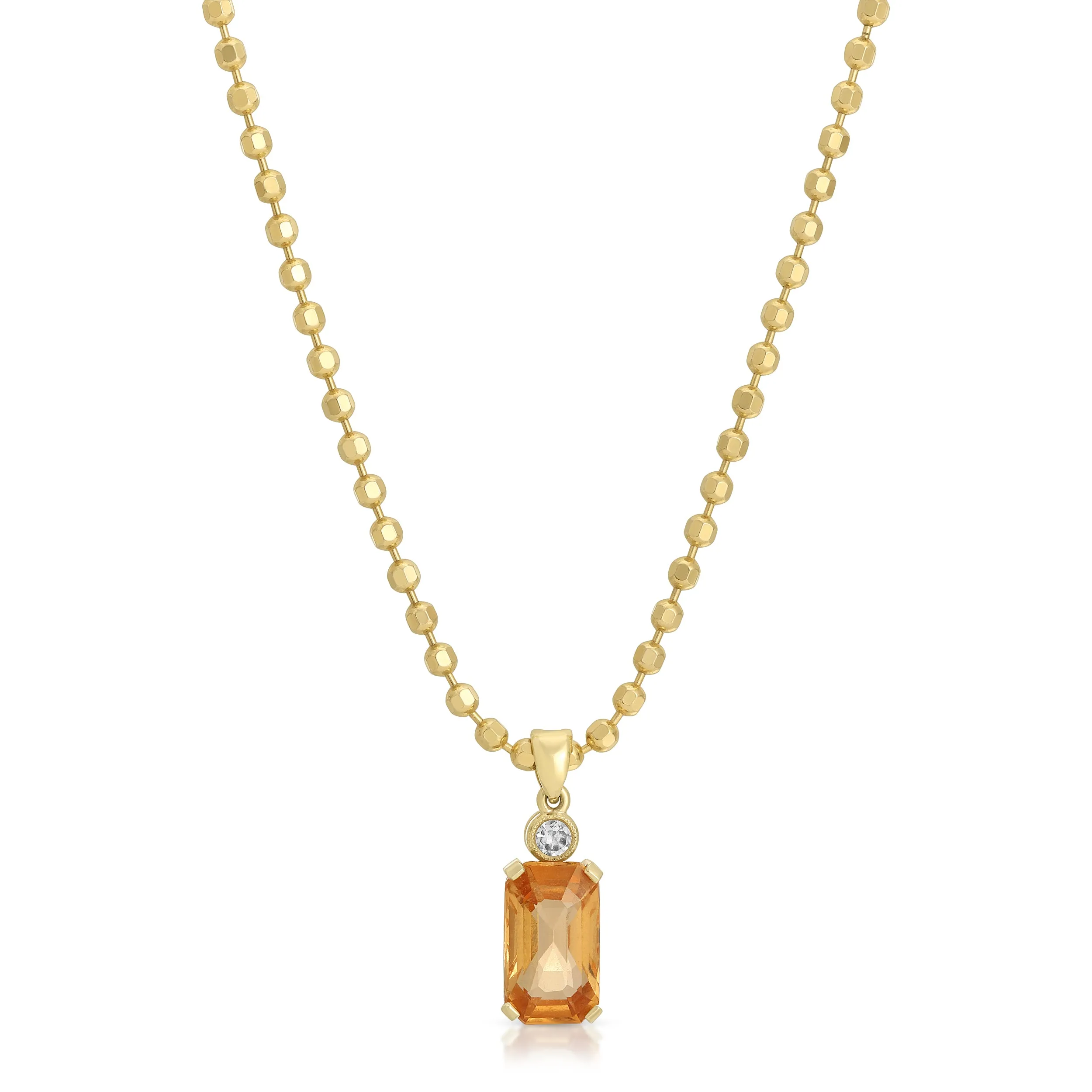 Hessonite Garnet Pendant Necklace with Diamond