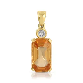 Hessonite Garnet Pendant Necklace with Diamond