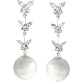 Hiroko Butterfly CZ Pearl Dangle Earings | 1.5ct