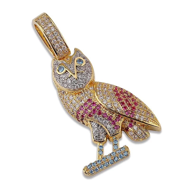 Iced Out OVO Nighthawk Owl Pendant