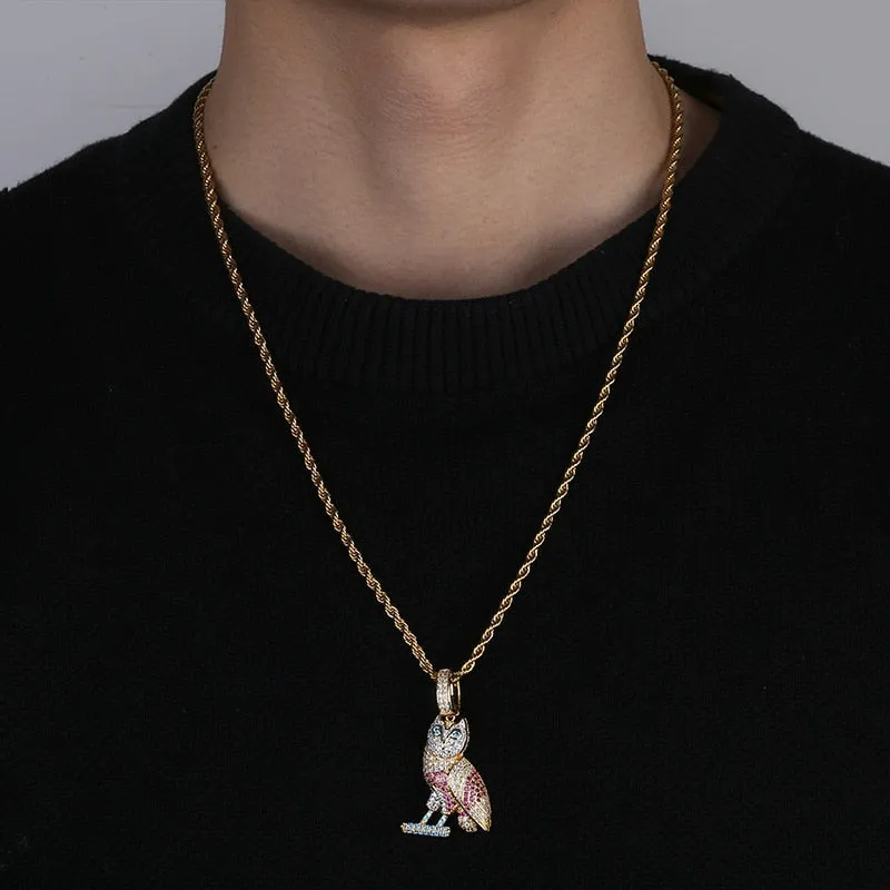 Iced Out OVO Nighthawk Owl Pendant