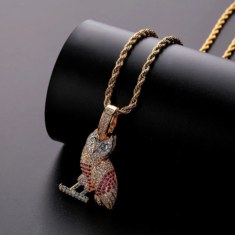 Iced Out OVO Nighthawk Owl Pendant