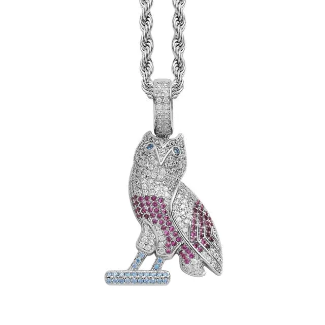 Iced Out OVO Nighthawk Owl Pendant