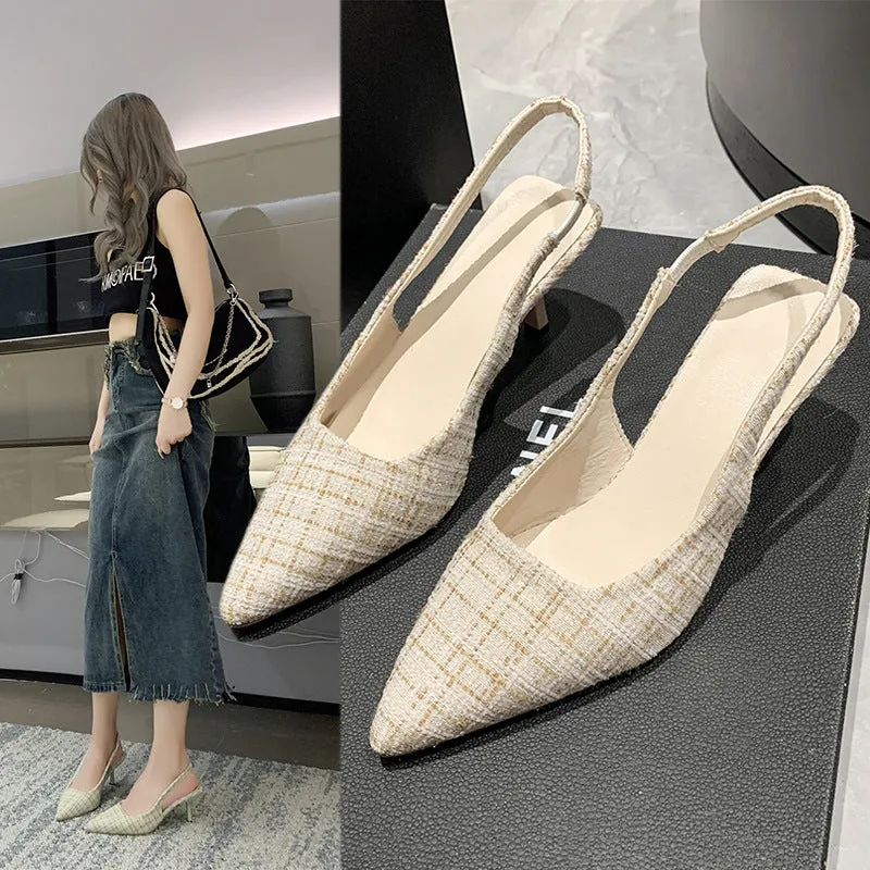 ikearlax New Summer  Style Classic Style High Heel Toe Box Slingback Sandals Women's Stiletto Heel Pointed plus Size Pumps Wholesale