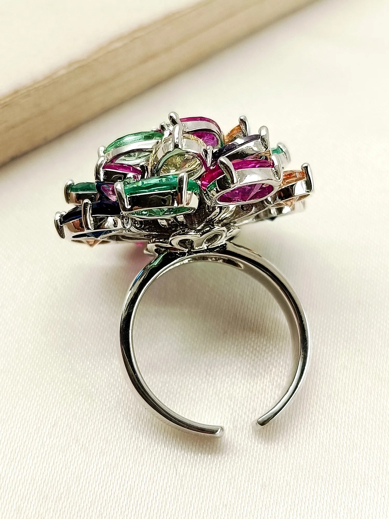 Indah Multi Colour American Diamond Finger Ring