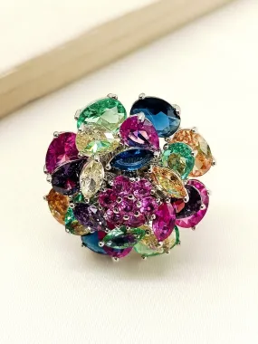 Indah Multi Colour American Diamond Finger Ring