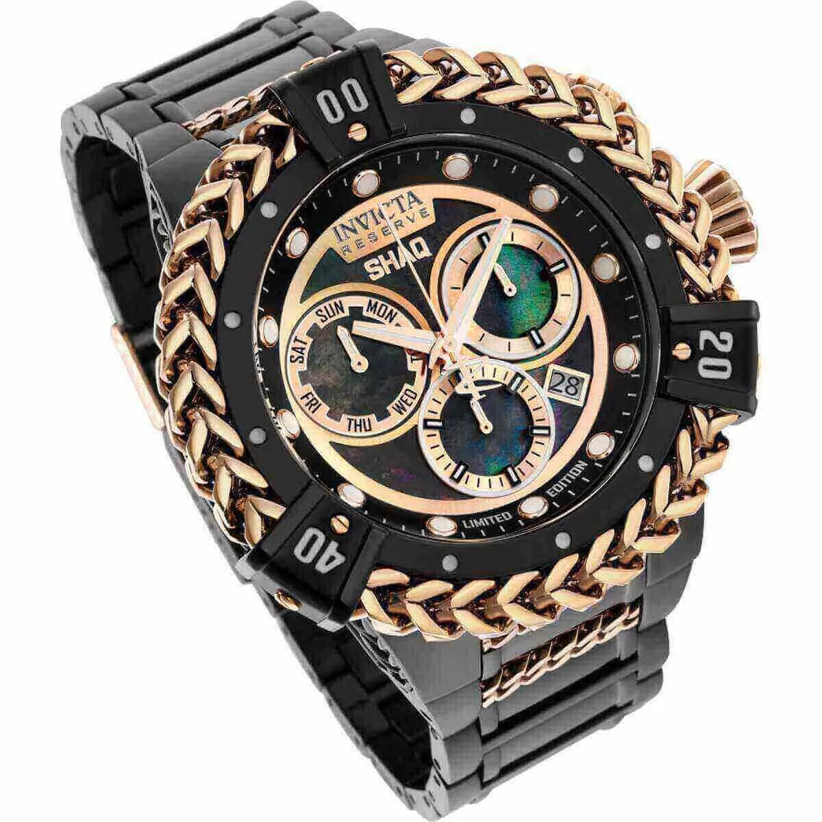 Invicta Men's Chronograph Watch - Shaq Two Tone Black and Rose Gold Bracelet | 33414