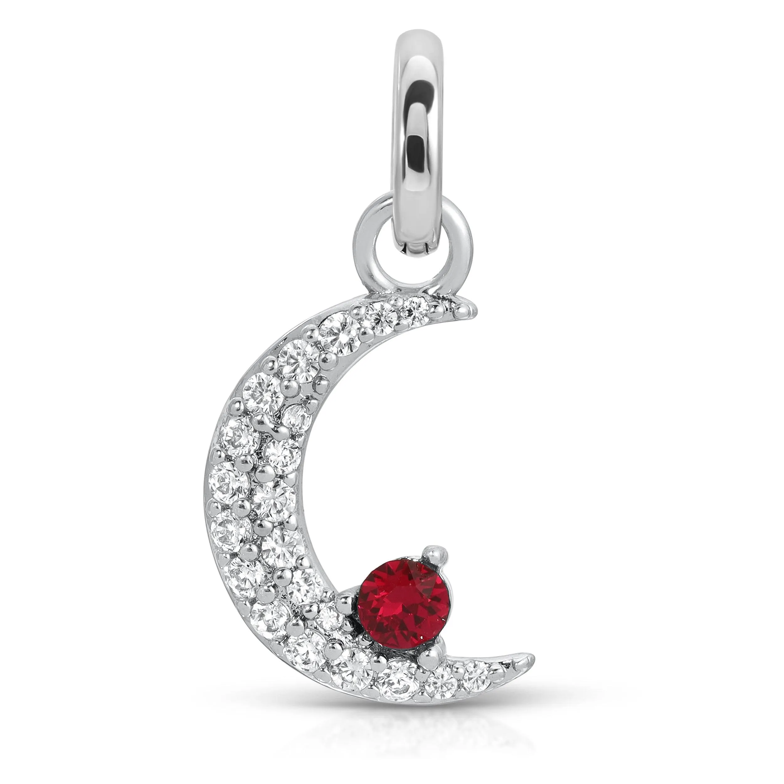 January Garnet Birthstone Charm - Moon