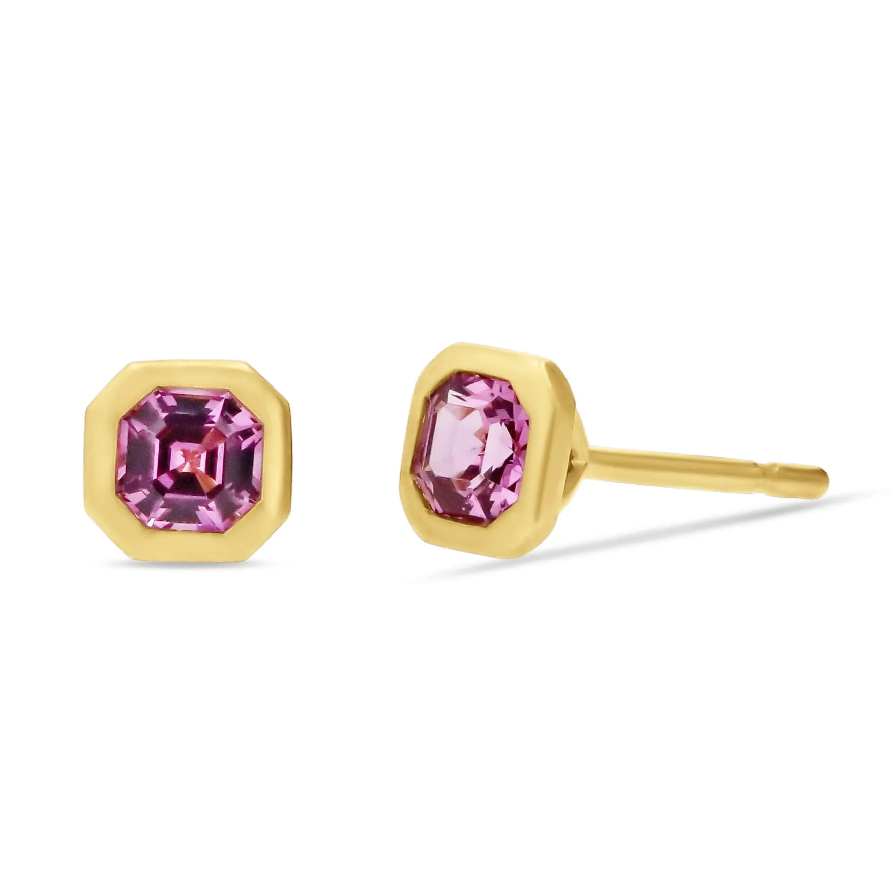 Kimberly Collins Yellow Gold Satin Bezel Gemstone Studs