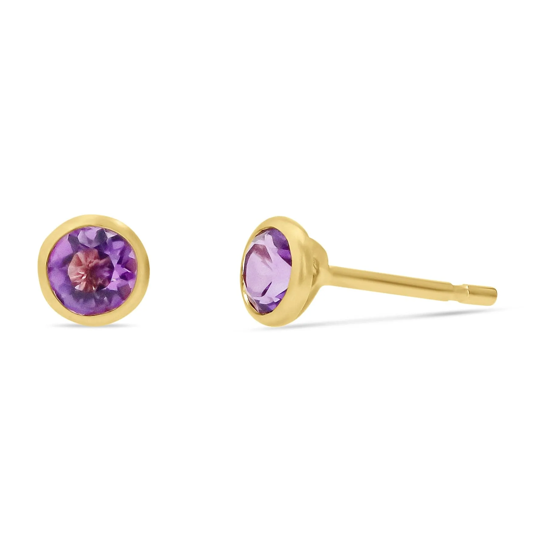 Kimberly Collins Yellow Gold Satin Bezel Gemstone Studs