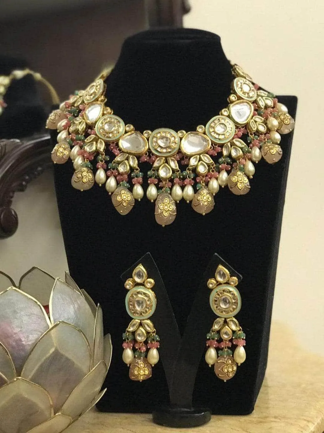 Kundan With Meena Design Necklace Set