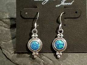 Lab Created Opal, Sterling Silver Earrings