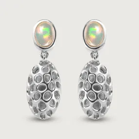 Lattice Pebble Drop Earrings with Ethiopian Opal