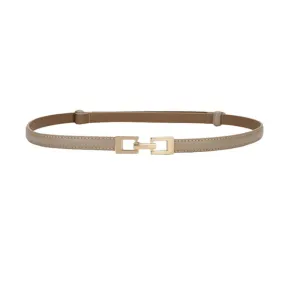 Light Khaki Women's Buckle Thin Waist Leather belt (suitable for waist 65-80cm) 淺卡其女士對扣細腰皮帶 (適合腰圍65-80厘米) KCBELT1132