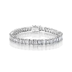 Litisha 23 Carat Emerald Cut Lab-Grown Single Row Diamond Tennis Bracelet in 14k White Gold