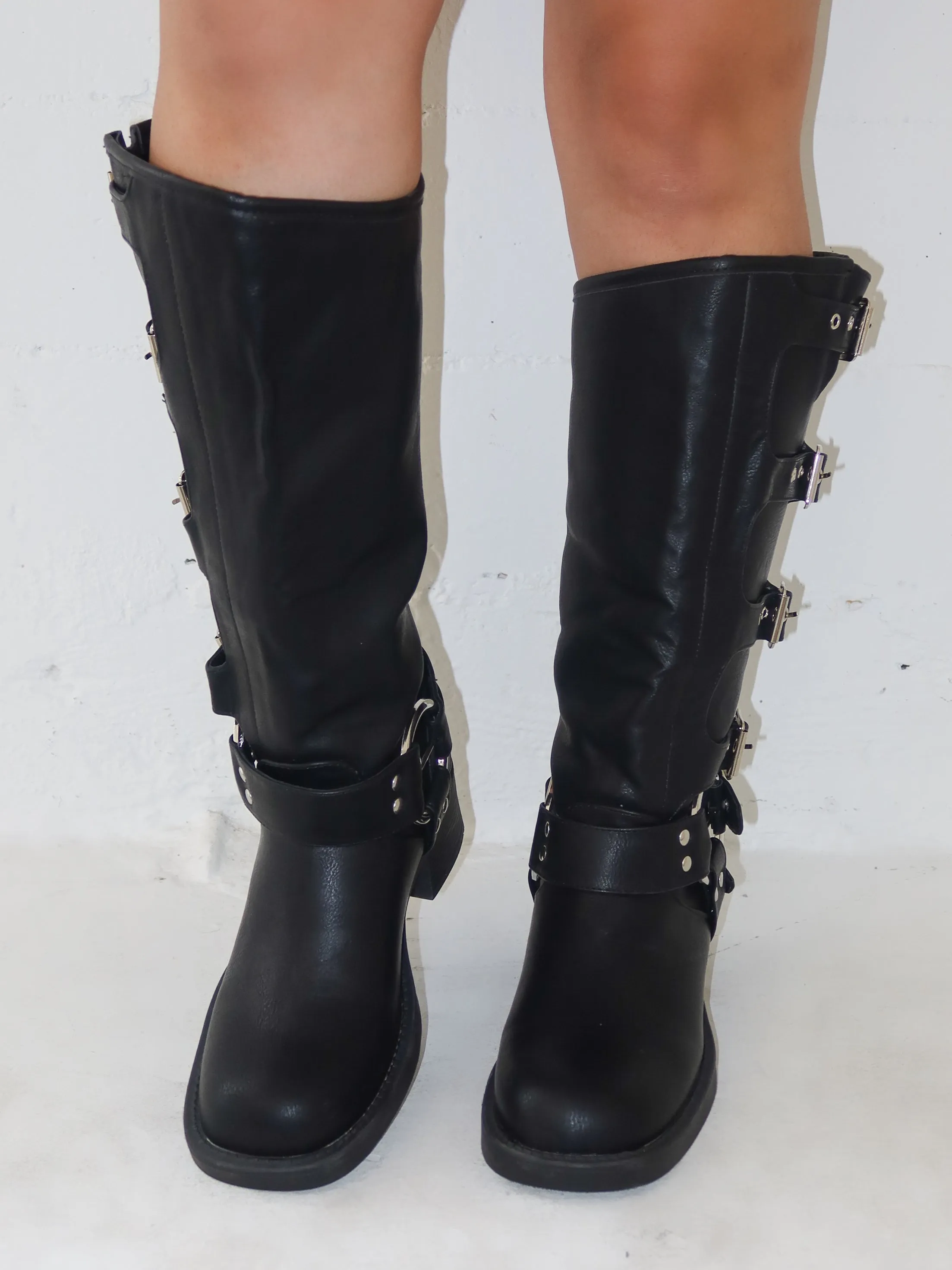 Lizbeth Buckle Boots (Black)