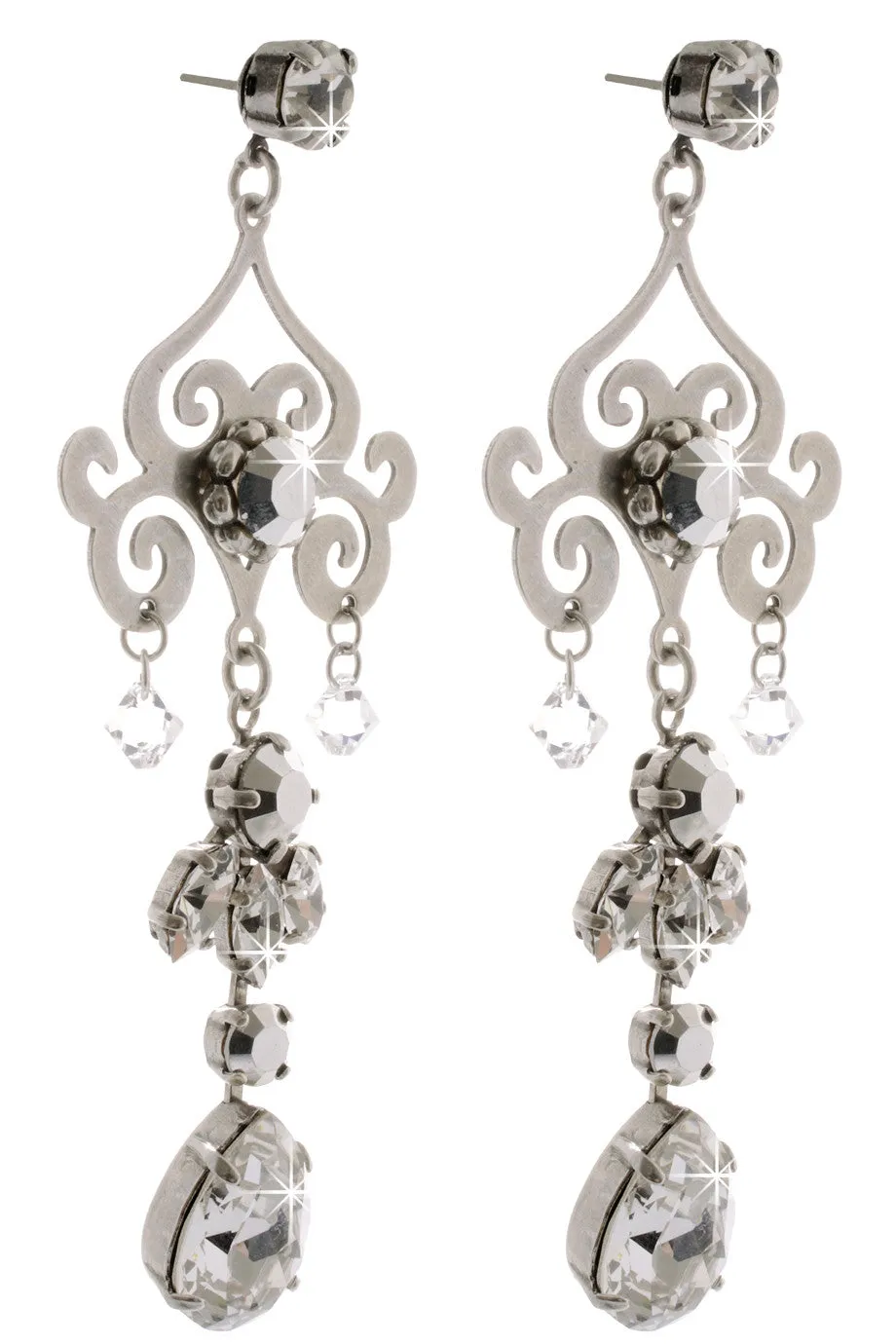 LK DESIGNS KATIA Silver Crystal Earrings