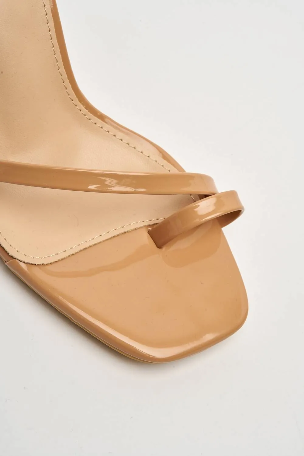 Luci Toe Ring Strap Lace-up Heel in Tan