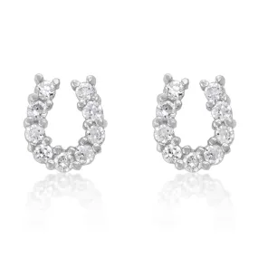 Lucky CZ Silver Horseshoe Earrings | 1.2ct