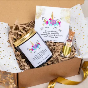 Magical Unicorn Gift Box with Earrings & Personalised Candle