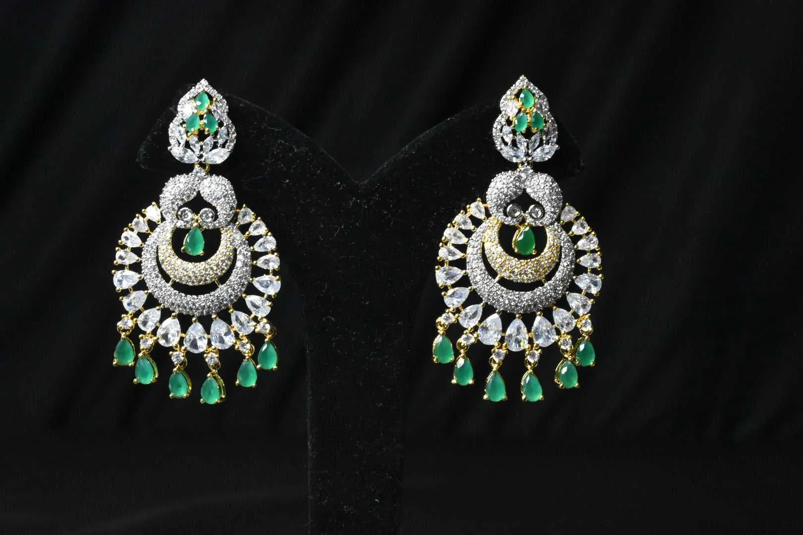 Majestic American Diamond Chandbali Earrings