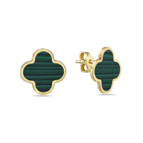 Malachite Clover Stud Earrings