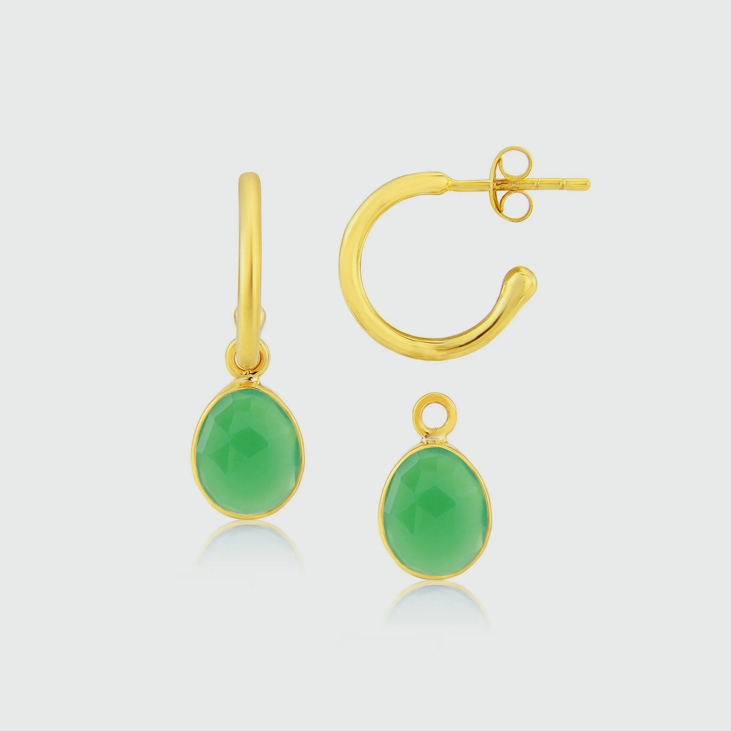 Manhattan Gold & Chrysoprase Interchangeable Gemstone Earrings