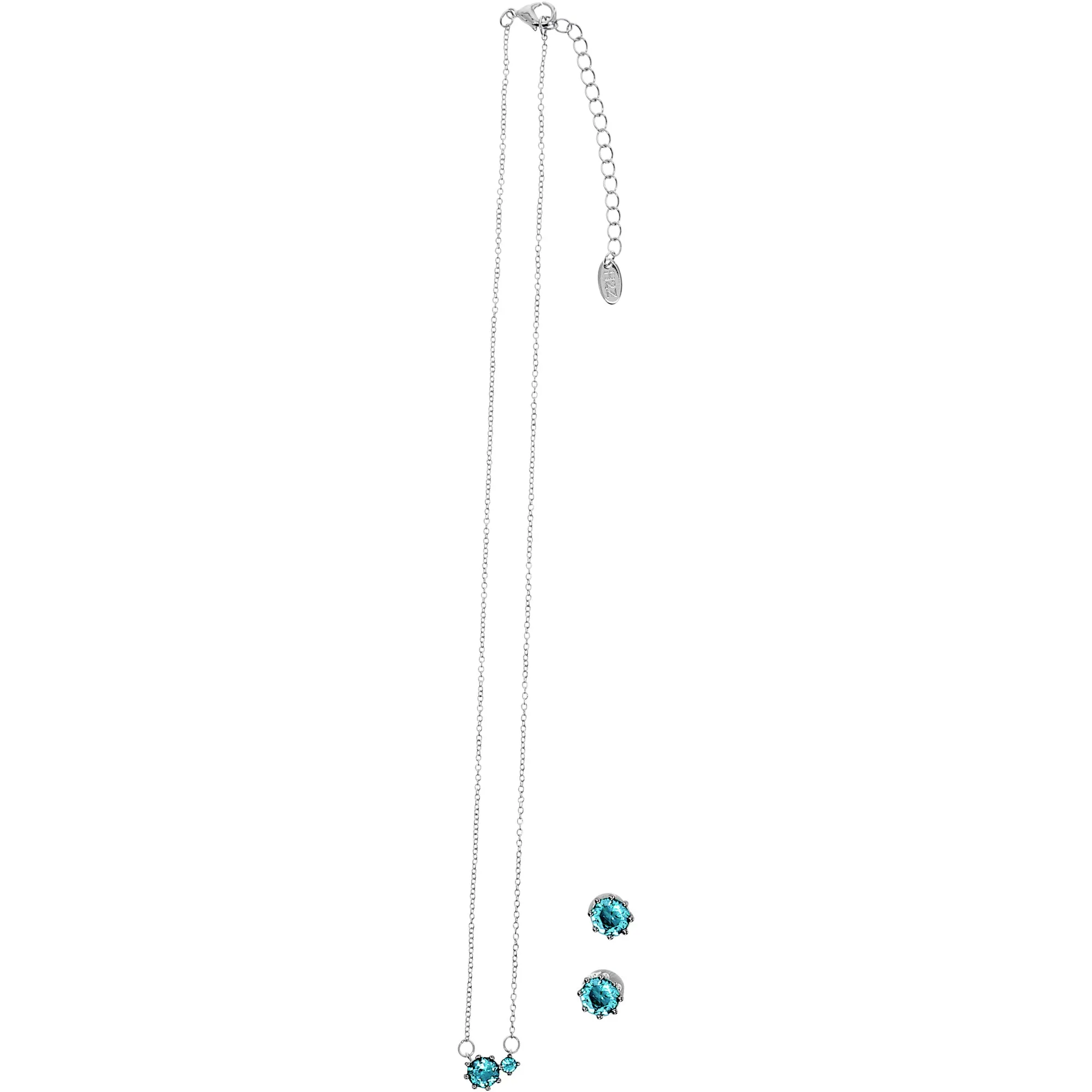 March Aquamarine 16.5"-18.5" Birthstone Jewelry Gift Set