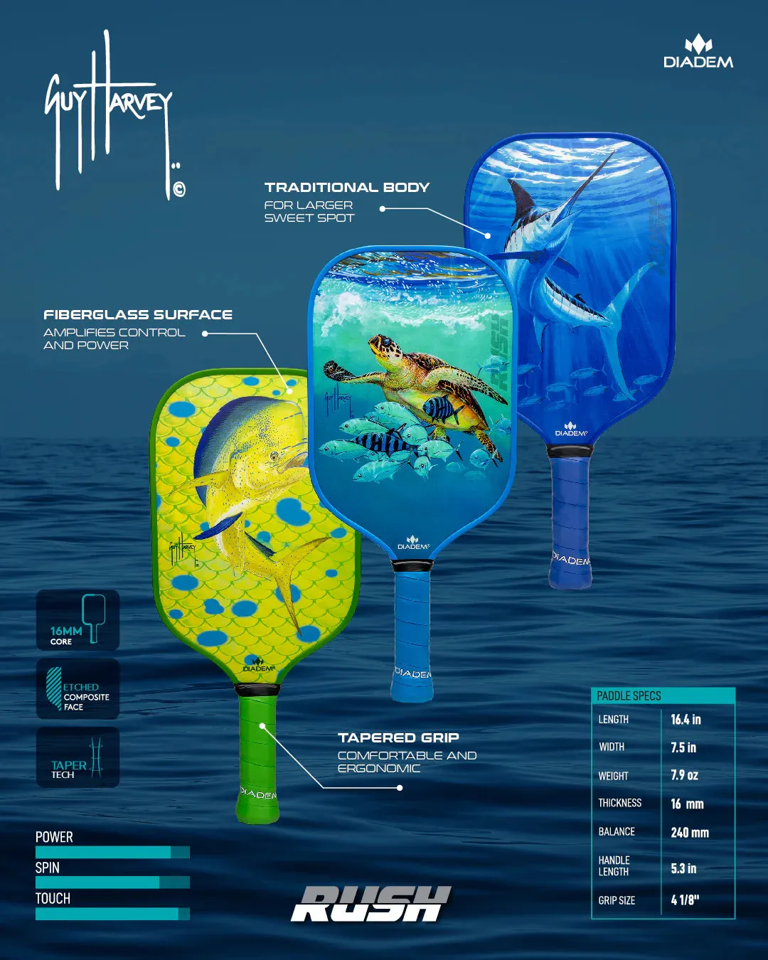 Marlin Rush Pickleball Paddle