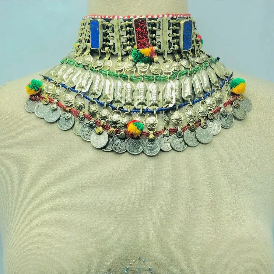 Massive Tribal Fish Ethnic Multicolor Choker