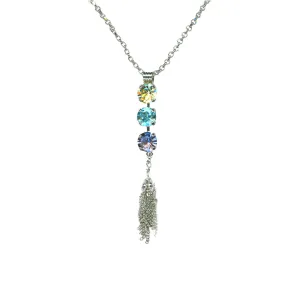 Medium Three Stone Pendant with Tassel in "Vineyard Veranda" *Custom*