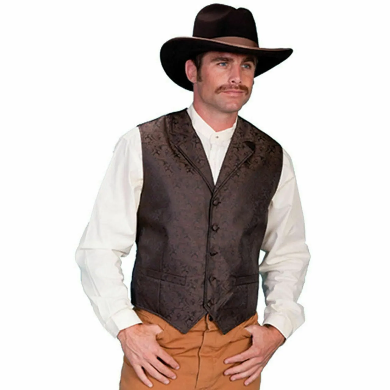 Men's Brown Rangewear Paisley Vest by Scully RW093