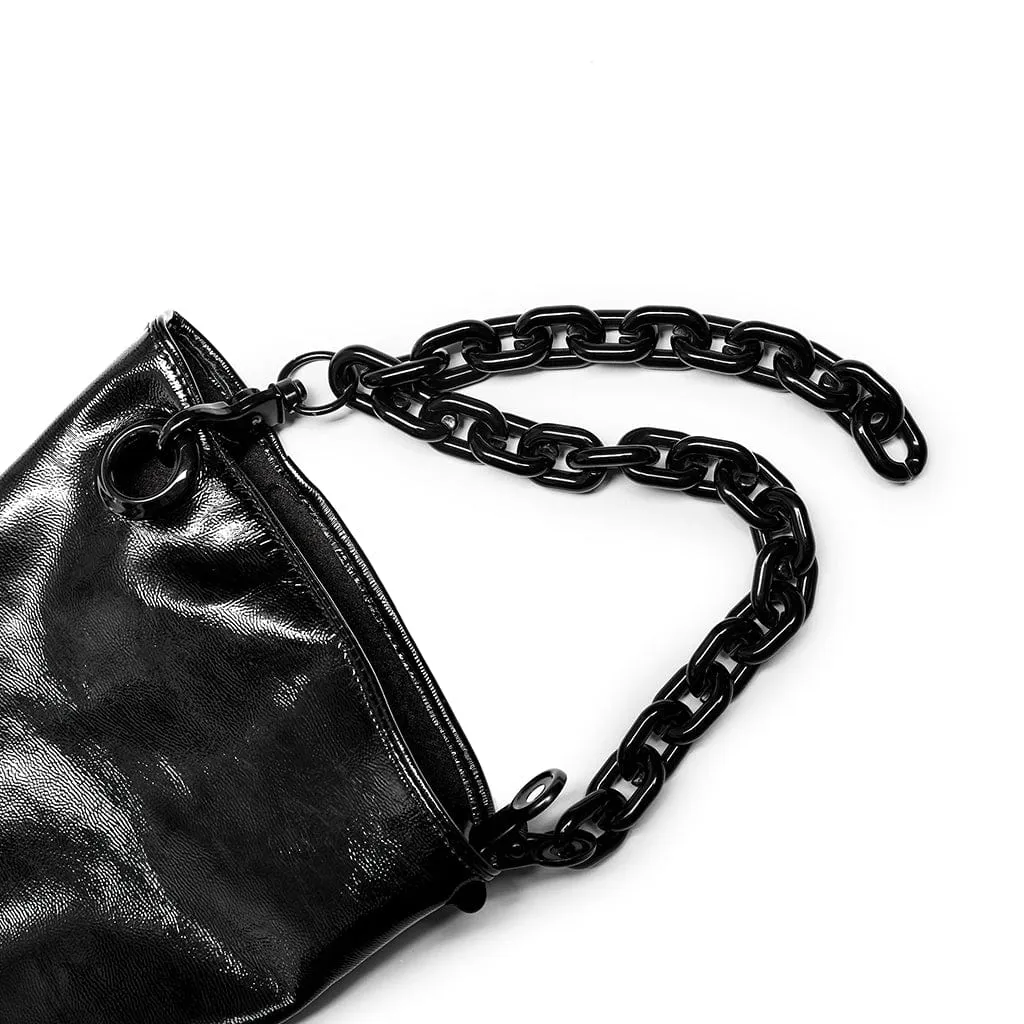 Men's Punk Patent Leather Long Gloves with Chain